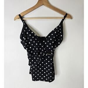 Christina Tankini Swimsuit Top Women's Black Polka Dot Swimwear SIZE 8